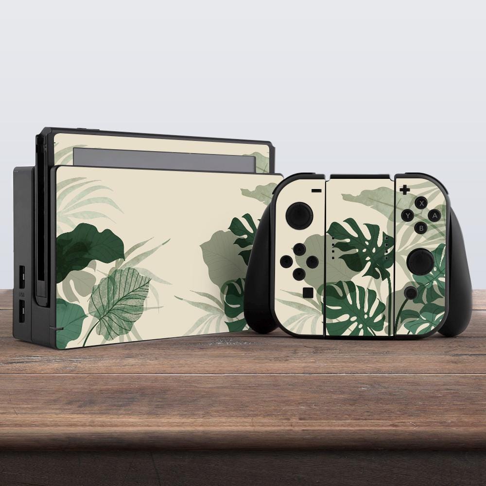 Tropical leaves Elegant fern print Floral skin Nintendo switches accessories nintendo switches skin Sticker decal Dock decal Console skin