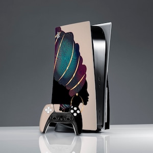 Black girl art PS 5 console cover Sticker wrap PS 5 controller ps 5 skin woman PS 5 skin aesthetic skin sticker decal ps skin beige Console