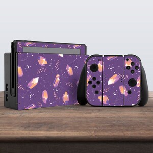 Magic gems print Sticker decal Switch skin nintendo skin purple Sticker wrap Switch Joy Con skin Controller Decal Dock nintendo switches