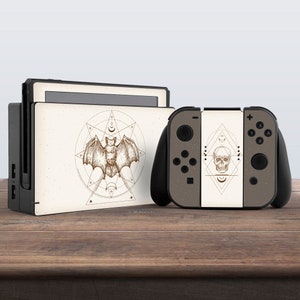 switch skin white switch skin occult switch skin skull vinyl sticker aesthetic decal for console dock controller joycon joy con gray skin