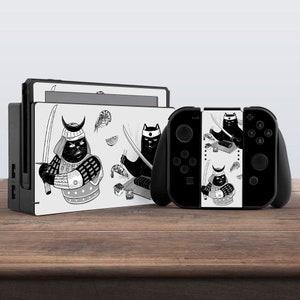 switch skin black switch skin kawaii switch skin anime japanese aesthetic decal for console dock controller joycon joy con skin cute cat