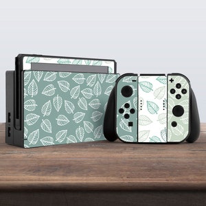Simple leaves art Dull green case nintendo switches skin Sage green skin Switch skin Nintendo switches accessories Dock decal Full wrap skin