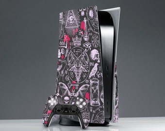 PS skin skull Gift for him black magic art skin PS 5 pentagram PS 5 controller sticker decal ps 5 console cover occult creepy skin ps 5 skin