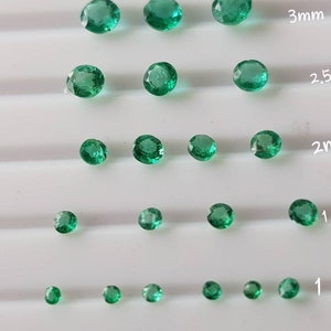 Natural Emerald Round Cutstone A Grade Eyeclean Emerald Jewellery Making Faceted Round Cut 1MM to 3MM 1Pc