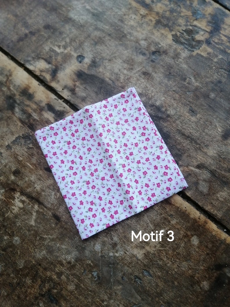 Mouchoir en tissu 100 % coton certifié Oeko-tex lavable et réutilisable, zéro déchet Motif 3