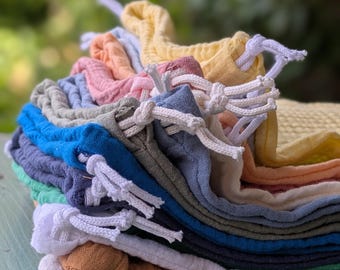 Sacchetto in doppia garza di cotone, sacco per la biancheria, sacco sfuso, sacchetto in tessuto