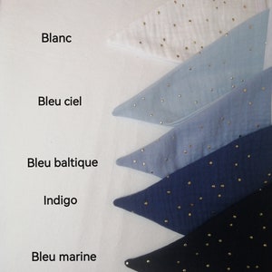 Guirlande de fanions en double gaze de coton à pois dorés, bannière tissu, drapeau, déco évènement, déco chambre BB, cadeau zdjęcie 3