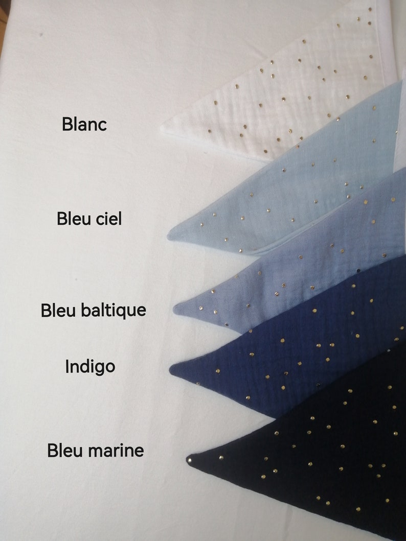 Guirlande de fanions en double gaze de coton à pois dorés, bannière tissu, drapeau, déco évènement, déco chambre BB, cadeau zdjęcie 3