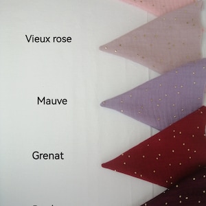 Guirlande de fanions en double gaze de coton à pois dorés, bannière tissu, drapeau, déco évènement, déco chambre BB, cadeau image 2