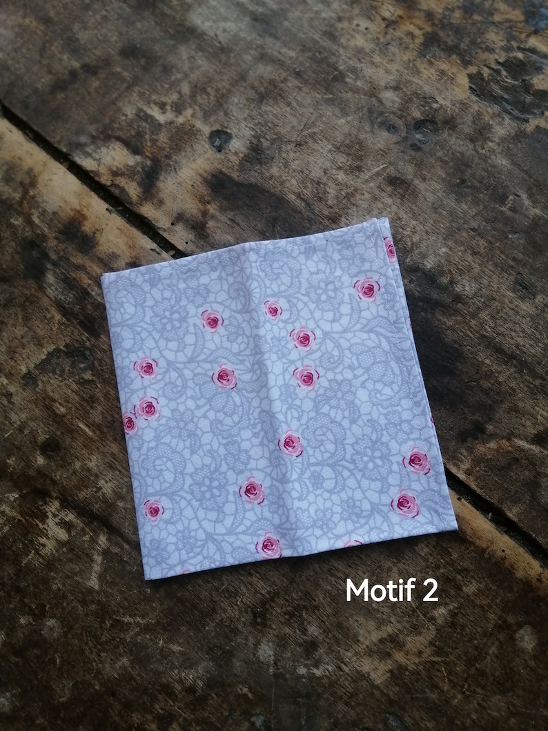Mouchoir en tissu 100 % coton certifié Oeko-tex lavable et réutilisable, zéro déchet Motif 2