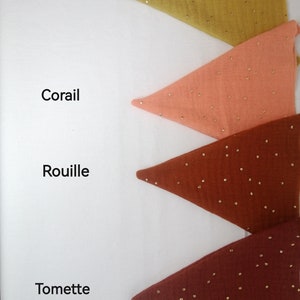 Guirlande de fanions en double gaze de coton à pois dorés, bannière tissu, drapeau, déco évènement, déco chambre BB, cadeau image 7