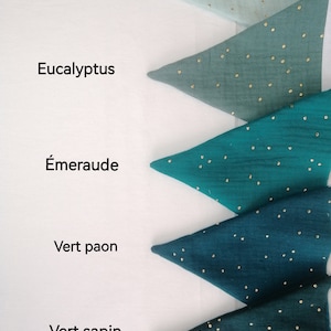 Guirlande de fanions en double gaze de coton à pois dorés, bannière tissu, drapeau, déco évènement, déco chambre BB, cadeau zdjęcie 5