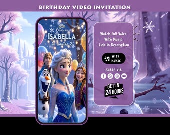Frozen Birthday Invitation, Frozen Invitation, Princess Invitation, Girl Birthday Invitation, Digital Invitation, Video invitation