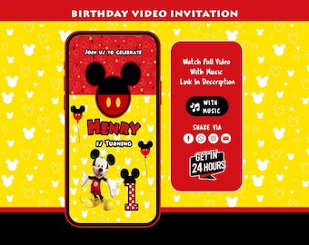 Mickey Mouse Invitation, Mickey Mouse Video Invitation, Mickey Mouse Birthday Invitation, Mickey Mouse Invite, Boy Birthday Invitation