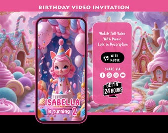 Candyland Invitation, Candyland Birthday Invitation, Sweet invitation, Candy theme Invitation, Video Invitation, Digital Invitation
