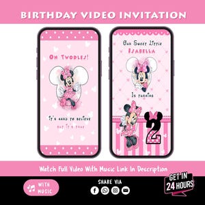 Minnie Mouse Birthday Invitation, Oh Twodles Invitation, Minnie Mouse Invitation, Minnie Mouse Video Invitation, Pink Minnie Invitation