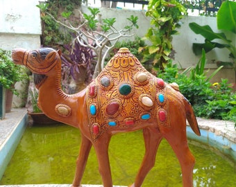 Camel Statue,Camel sculpture,Camel with 36 Gemstones,Vintage camel,camel figurine,camel decor,Rajasthan,Camel,Gemstone camel