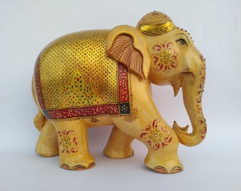 Elefante grande de madera, elefante de 25 cm, elefante tallado, escultura de elefante, figura de elefante, estatua de elefante, decoración del hogar, elefante grande