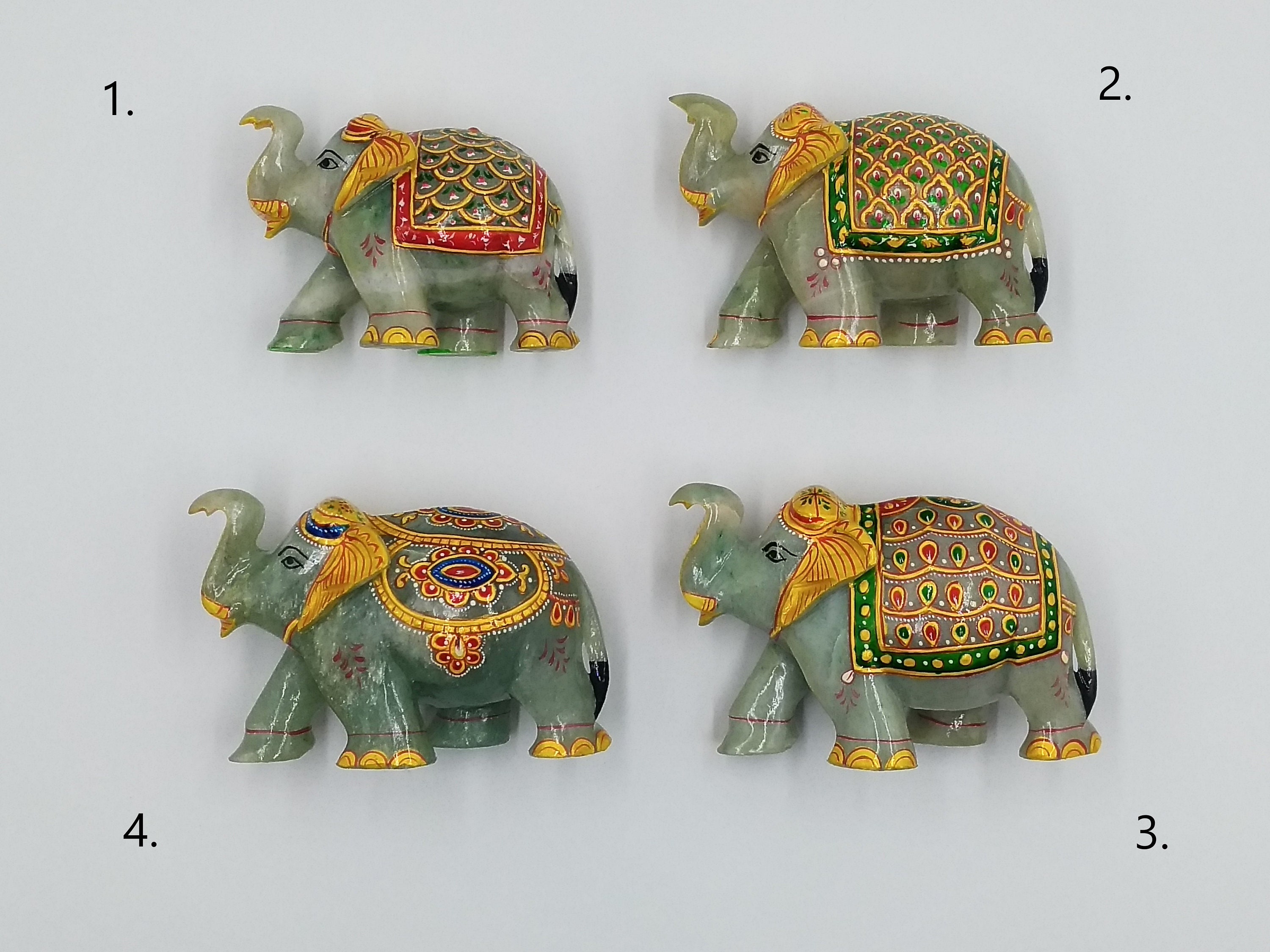 Jade Elephant Statue Gold Painted Natural Jade Green Etsy