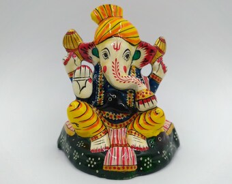 Estatua de Ganesha, estatua de dios de metal blanco, escultura de Ganesha, figura de Ganesha, regalo de Ganesha, ídolo de Ganesha, yoga, dios indio, dios hindú