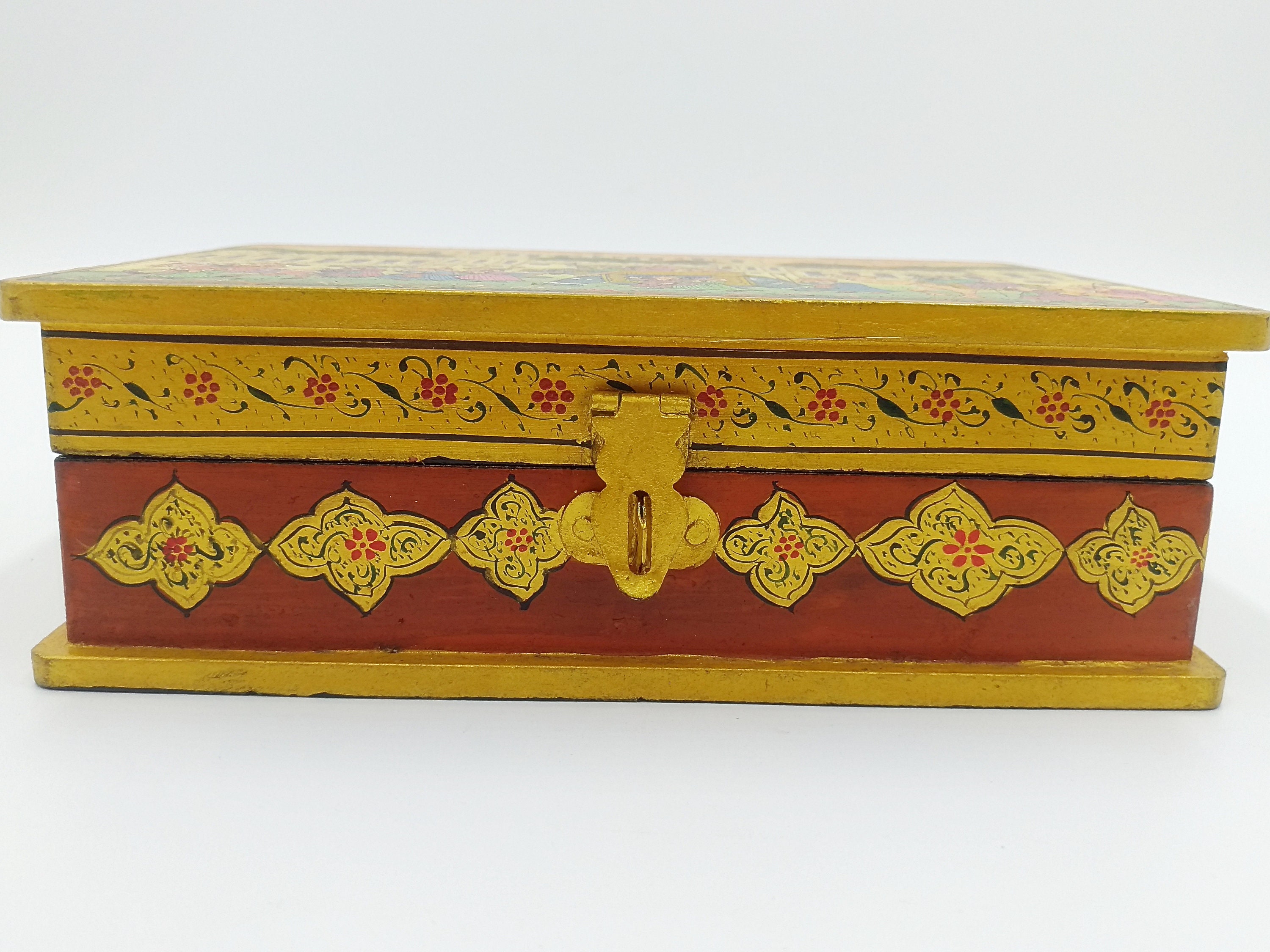 Wooden Box Antique Box Vintage Painted Hand Painted Box Etsy
