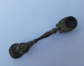 Holy Water Spoon,Hand Carved Lord Ganesha with Sheshnaag work Spoon,Spiritual Spoon,Vintage Brass Prayer Spoon,Hawan Spoon,Puja Aarti Spoon