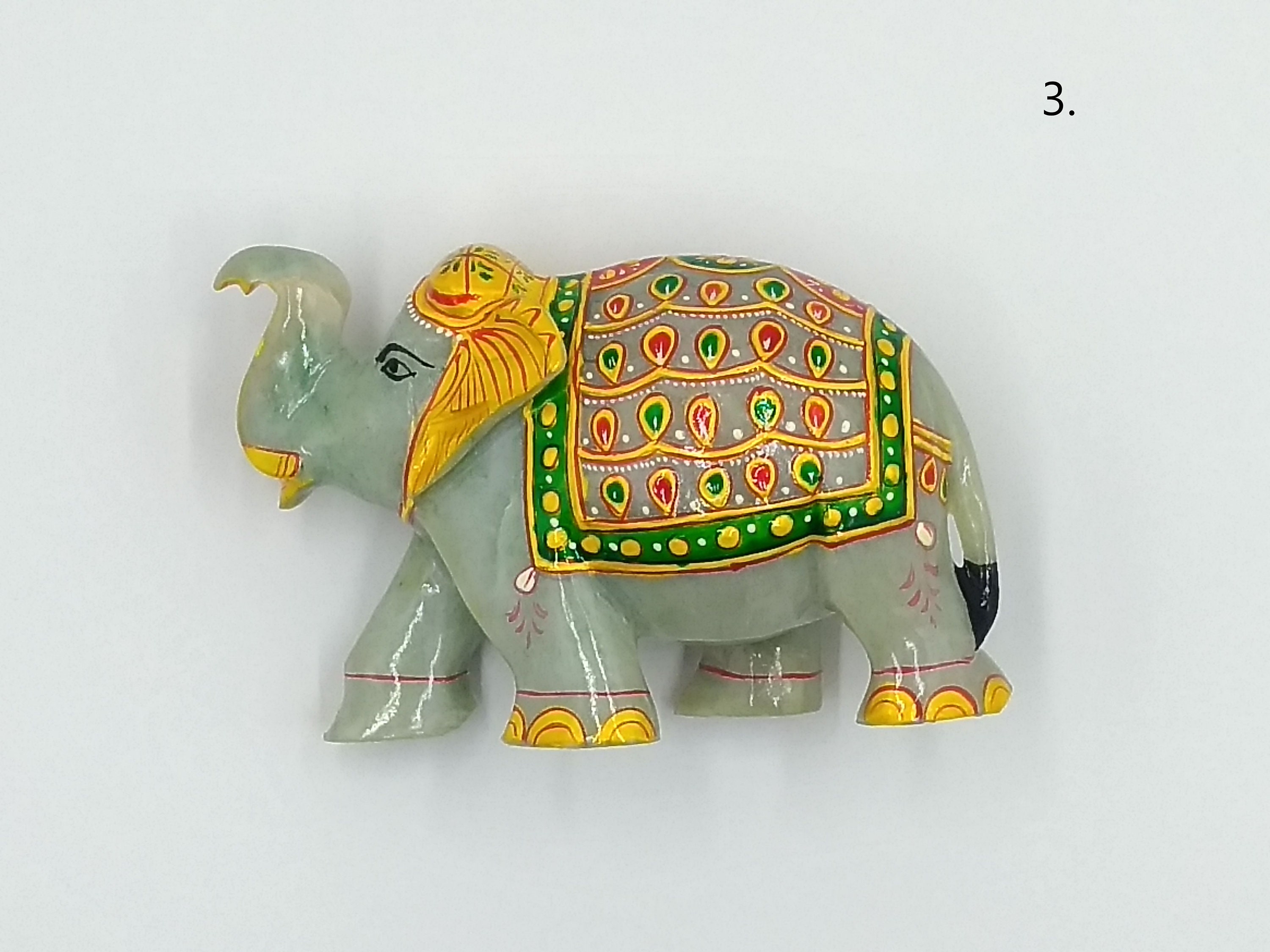 Jade Elephant Statue Gold Painted Natural Jade Green Etsy