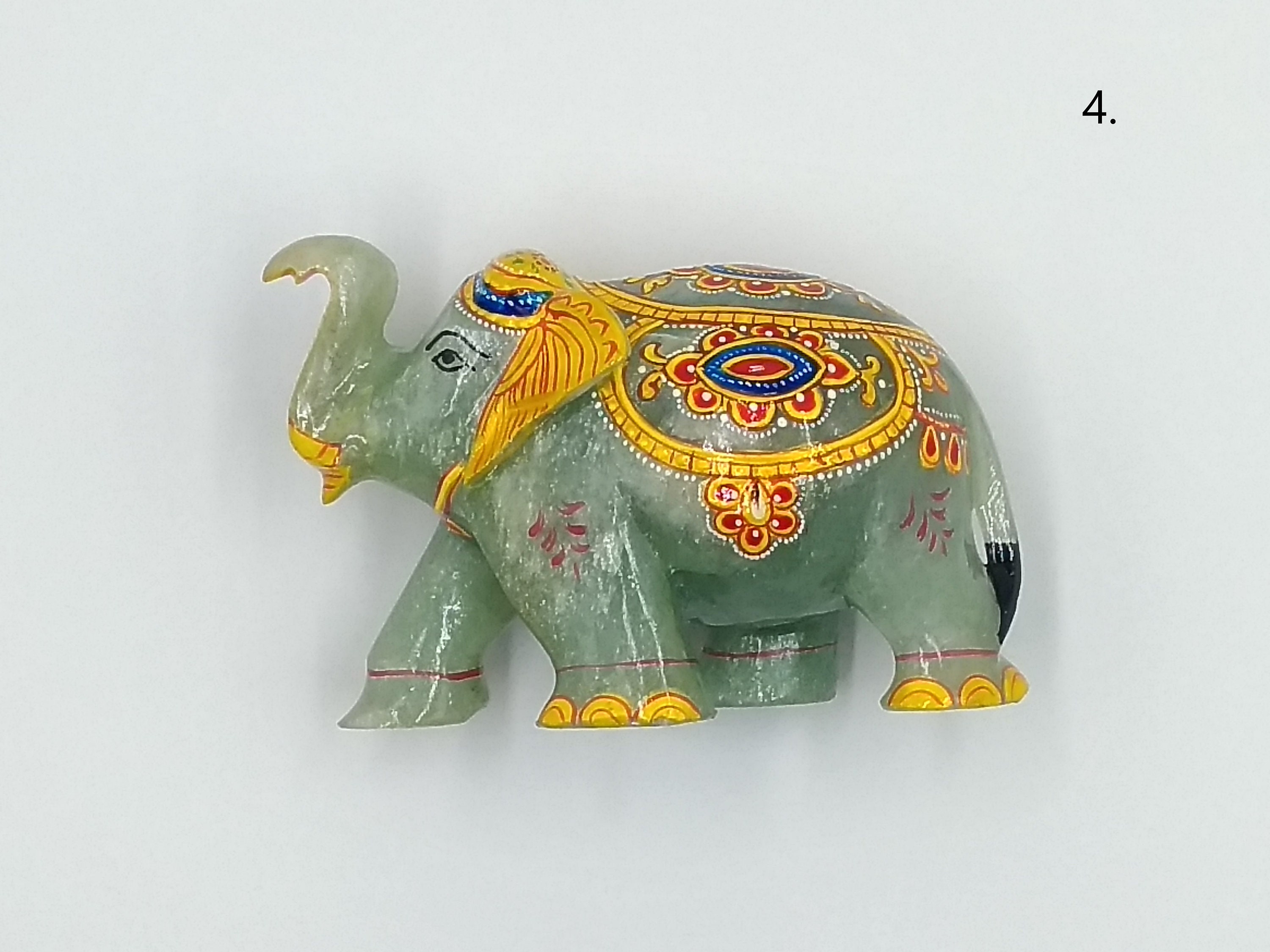 Jade Elephant Statue Gold Painted Natural Jade Green Etsy