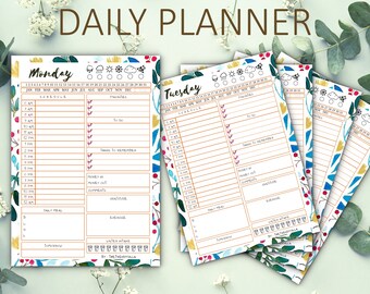Daily planner, Printable planner, Day Planner, Work Planner, Weekly Planner, Hourly Planner, Happy Planner, Planner PDF, Printable Planner