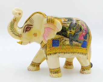 Bone Elephant,Carved Elephant,Big elephant,Engraved elephant,painted elephant,Antique elephant,christmas Gift,Elephant figurine,elephant