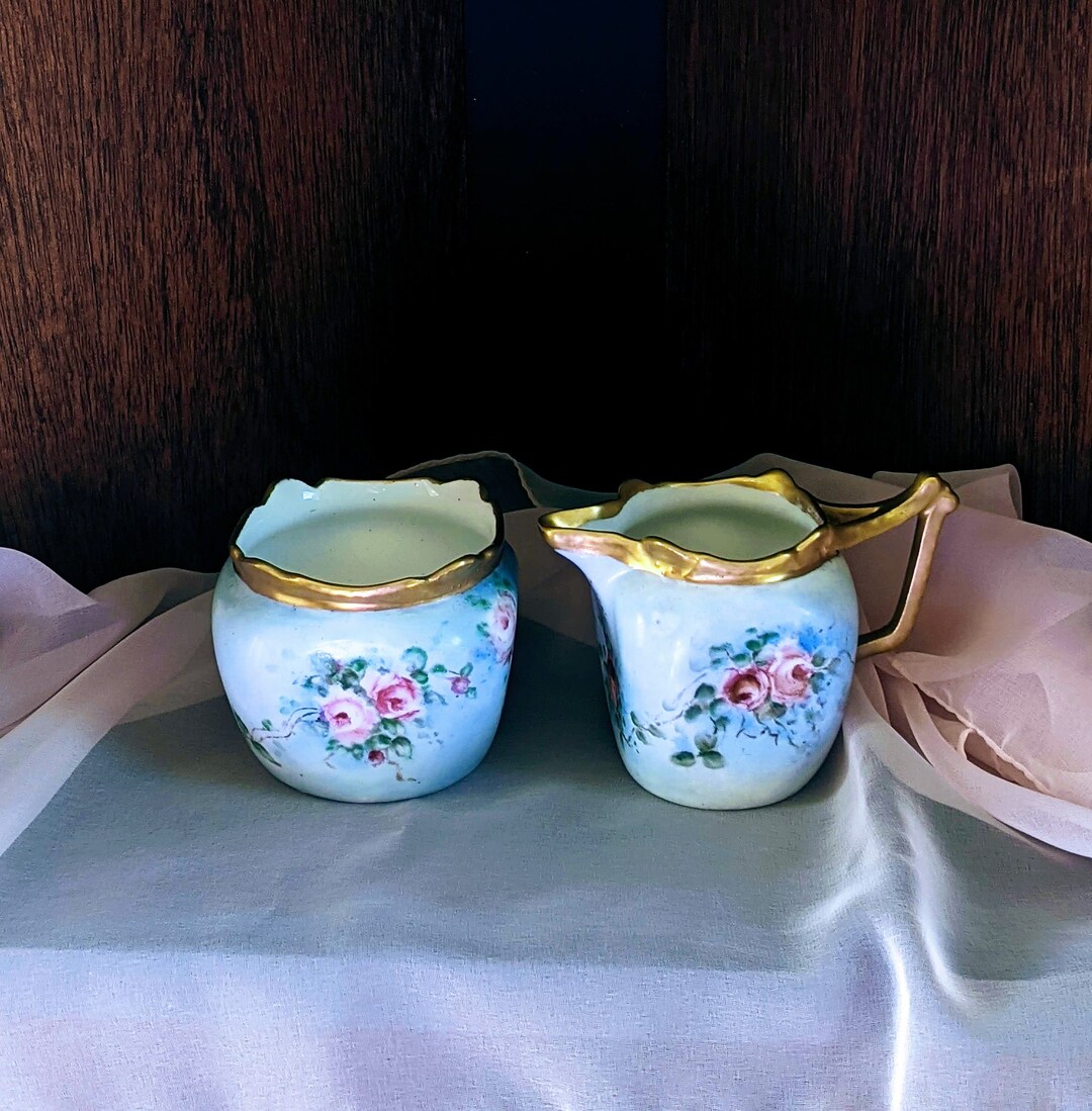Vintage Porcelain Sugar & Creamer Set Favorite Bavaria Hand Painted - Etsy