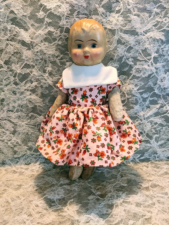 Darling Vintage Composition Doll Straw Body Etsy