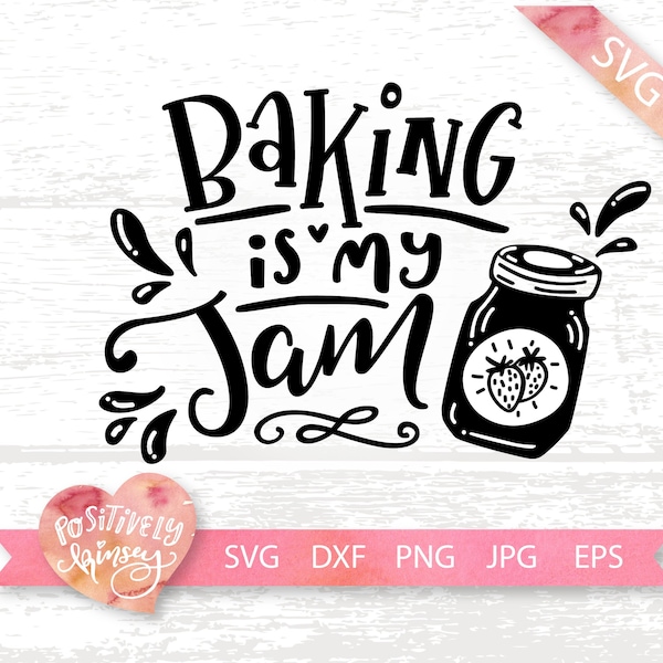 Funny Kitchen SVG Quote, Baking is My Jam, Baking Svg, Apron, Kitchen Towel, Potholder, Pot Holders Svg Files, Cricut, Silhouette, PNG, DXF