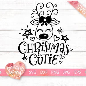Kinder SVG Weihnachten, Weihnachten Cutie Rentier Svg, Süße Weihnachten Svg Baby Mädchen Svg, Baby Weihnachten Svg Dateien für Cricut, Silhouette, DXF PNG