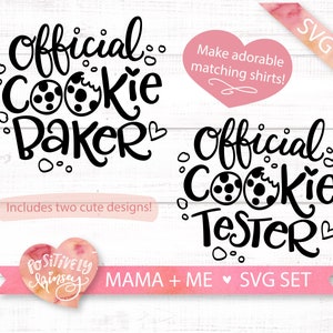 Juego SVG de horneado, panadero / probador oficial de galletas svg, cookie svg, soporte de olla, delantal svg svg, madre hija svg, archivos svg de Navidad, DXF PNG