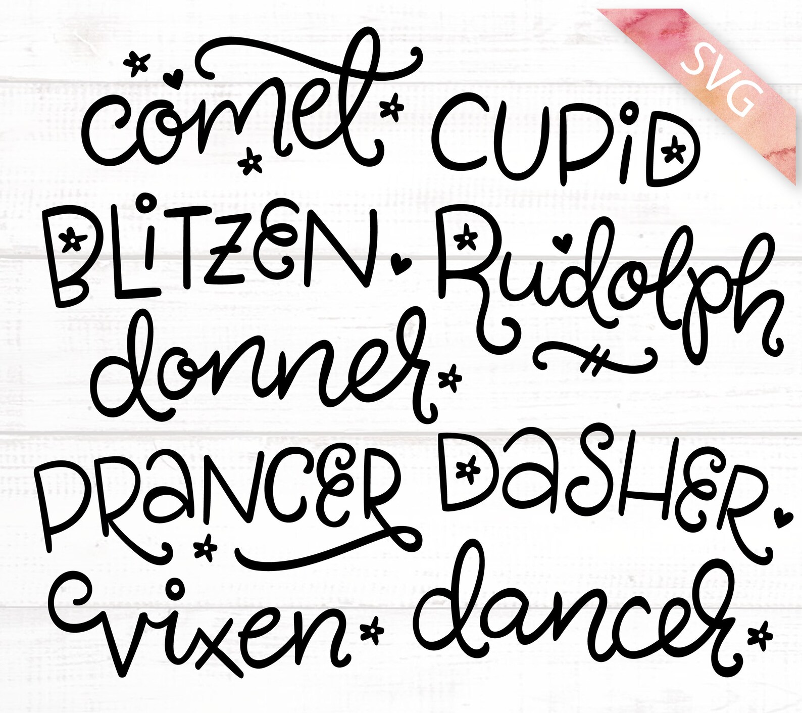 Reindeer Names SVG Bundle 9 Reindeer Svg Christmas Svg Etsy