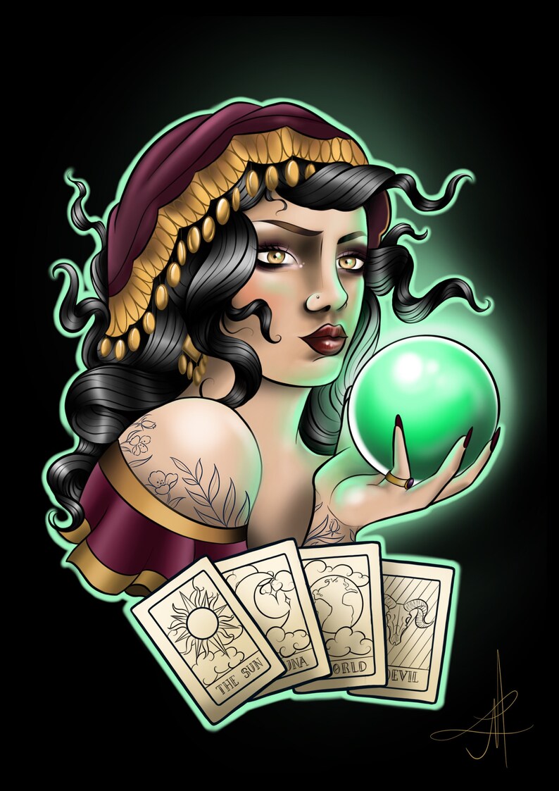 Fortune Teller Magic Art Print Wall Decor Tarot Etsy