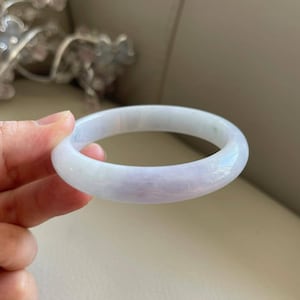 Jade Bangle 60.2mm (2.37&quot;), Round Shape, Light Green & Lavender, Jadeite Bracelet, Certified Grade A Jade, Burmese Gemstones, Jewelry