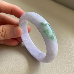 Jade Bangle 53.3mm (2.10&quot;), Round Shape, Light Lavender & Green, Natural Jadeite Bracelet, Certified Grade A Jade, Burmese Gemstones Jewelry