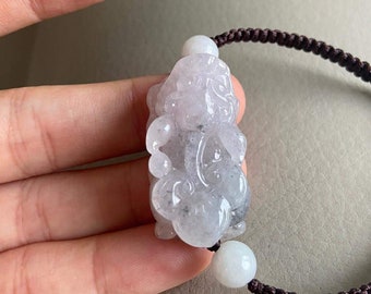Pixiu Jadeite Jade Bracelet, Smoky Gray & Light Green, Natural Grade A Jade, Burma Burmese Gemstone, Chinese Jewelry, Feng Shui, Dragon Lion