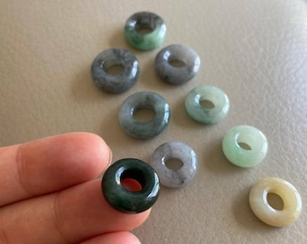 Jadeit Jade Donut Anhänger, Multi Farbe, natürliche Klasse A Typ A Jade, Burma Burma Edelsteine Schmuck