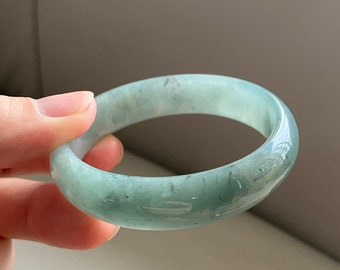 Jade Armband Grüner Jade Armreif – Natürlicher Jadeit Edelstein, 56-62 Mm, Handgefertigt Jade Ohrringe Grün