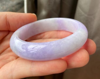 Jade Bangle 51.0mm (2.01"), Oval Shape, Light Lavender & Green, Jadeite Bracelet, Certified Grade A Jade, Burmese Gemstones, Jewelry