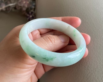 Jade Bangle 55.0mm (2.17"), Round Shape, Light Green, Jadeite Bracelet, Certified Grade A Jade, Burmese Burma Gemstones Jade Jewelry