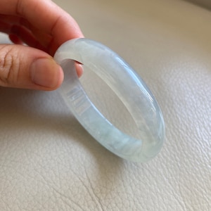 Jade Bangle 49.0mm (1.93&quot;), Oval Shape, Icy Light Green, Natural Jadeite Bracelet, Certified Grade A Jade, Myanmar Gemstones