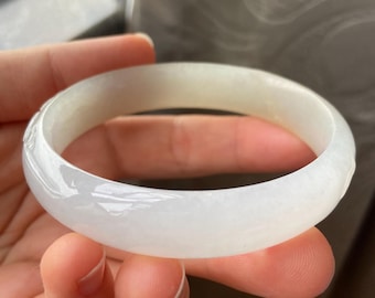 Jade Bangle 58.8mm (2.31"), Round Shape, Light Green, Natural Jadeite Bracelet, Certified Grade A Jade Untreated, Myanmar Burmese Gemstones