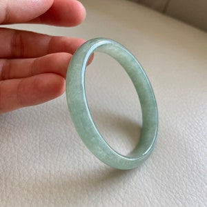 Jade Bangle 52.5mm (2.06&quot;), Oval Shape, Green Jade, Natural Jadeite Bracelet, Certified Grade A Jade, Myanmar Gemstones Jewelry