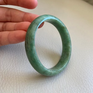 Jade Bangle 51.2mm (2.0&quot;), Oval Shape, Green, Natural Jadeite Bracelet, Certified Grade A Jade, Myanmar Gemstones Jewelry