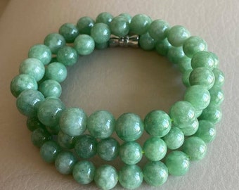 Jadeite Jade Beaded (7.1mm-9.2mm) Necklace Bracelet, Light Green, 70 beads, Natural Grade A Jade, Burmese Gemstones, Chain Jewelry