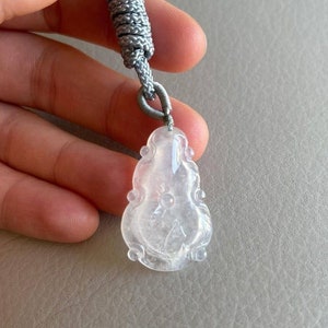 Lotus Flower Fish Jadeite Jade Pendant, Light Green, Necklace, Natural Grade A Jade, Burma Burmese Gemstones Jewelry